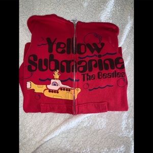 Beatles Bubble Yellow Submarine Red Zip Up Hoodie